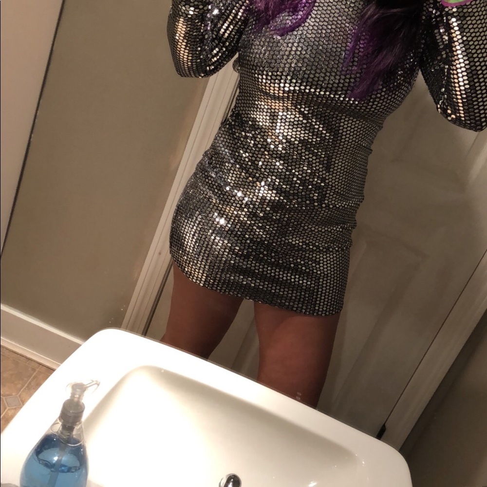 silver sequence party dress